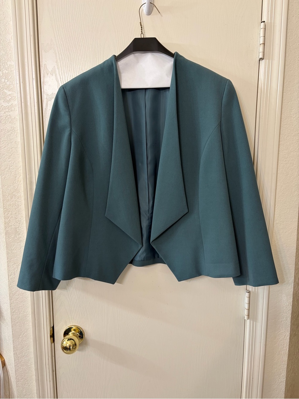 Nine West Teal Open-Front Cropped Blazer